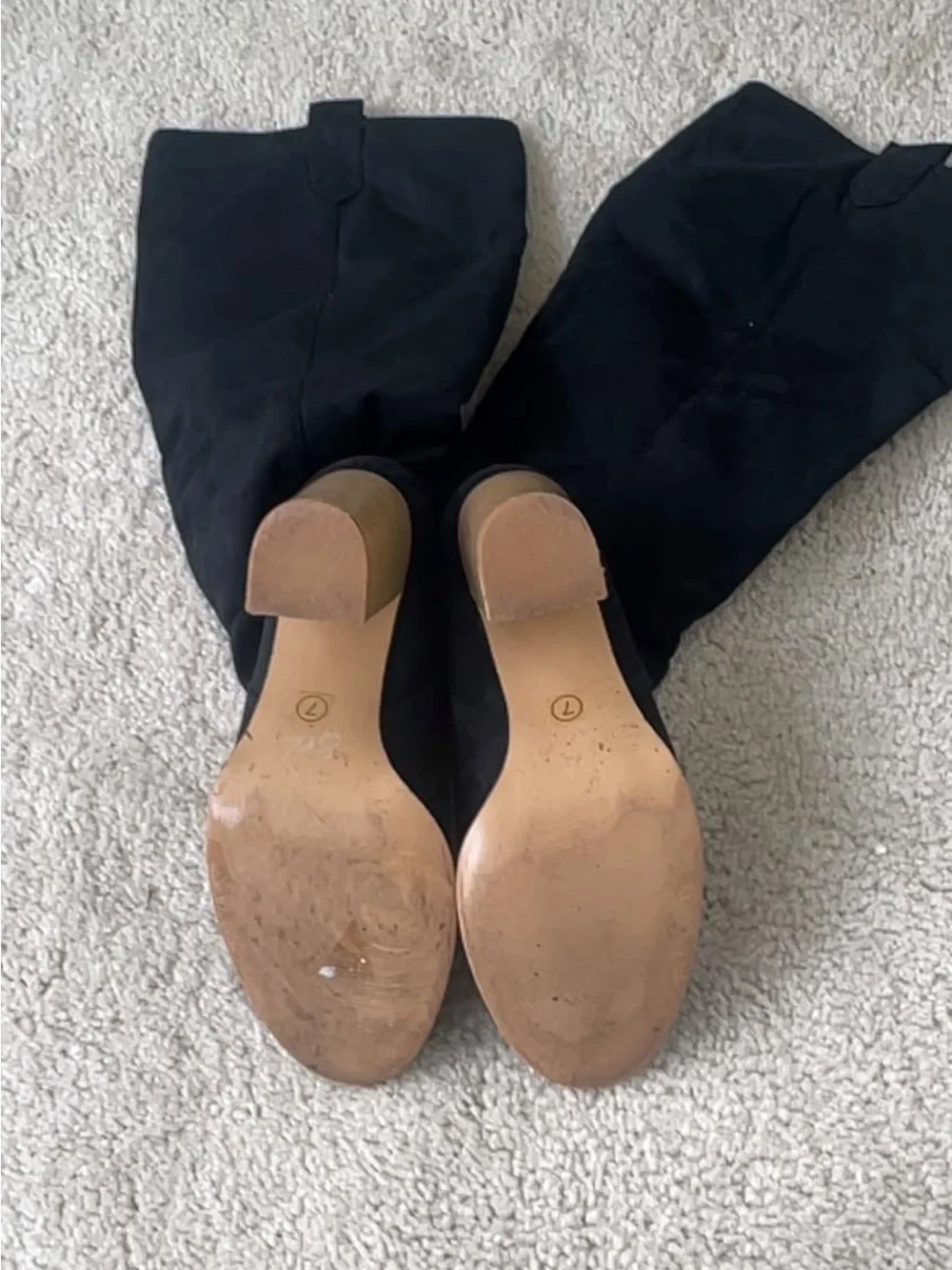Women's Black Over-The-Knee Block Heel Boots